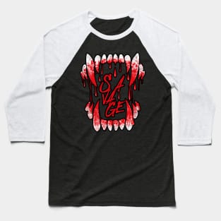 Scary Wolf Fangs With Blood Baseball T-Shirt